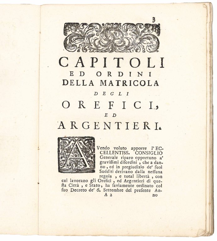 Capitoli ed ordini della Matricola degli Orefici, ed Argentieri eretta … | Immagine Gallery 2