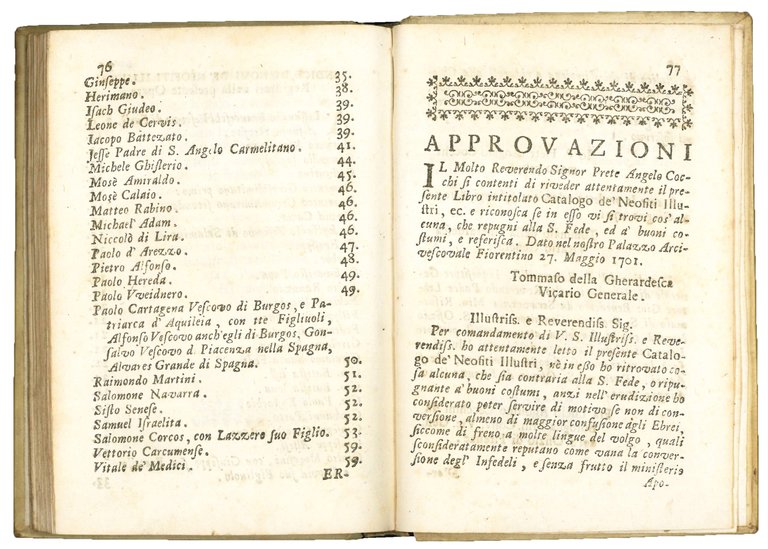 Catalogo de' neofiti illustri usciti per misericordia di Dio dall'Ebraismo …