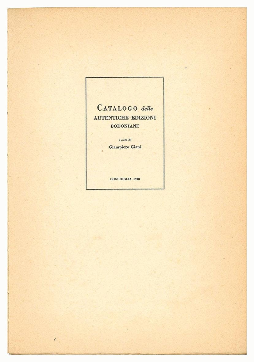 Catalogo delle autentiche edizioni bodoniane