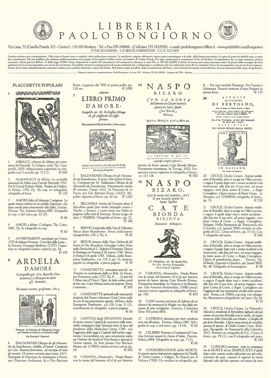 Catalogo di placchette popolari. | Immagine principale