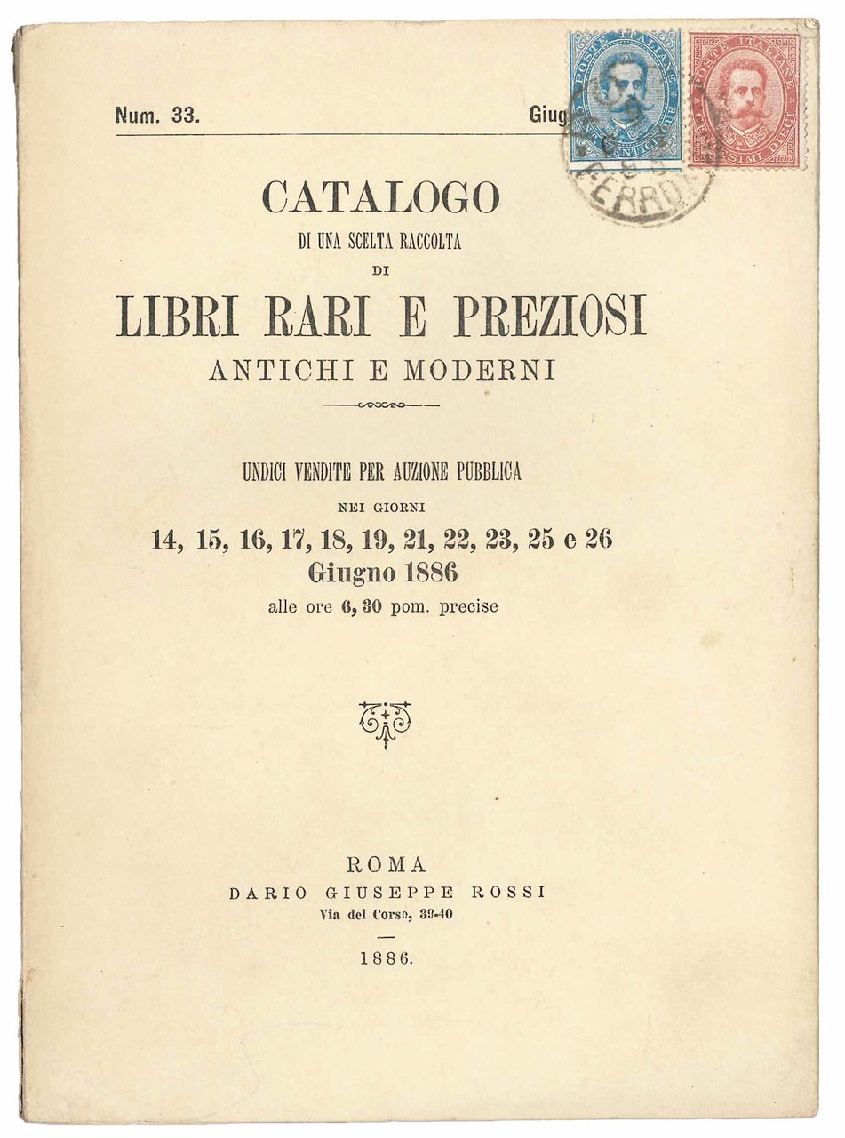 Catalogo di una scelta raccolta di libri rari e preziosi, … | Immagine principale
