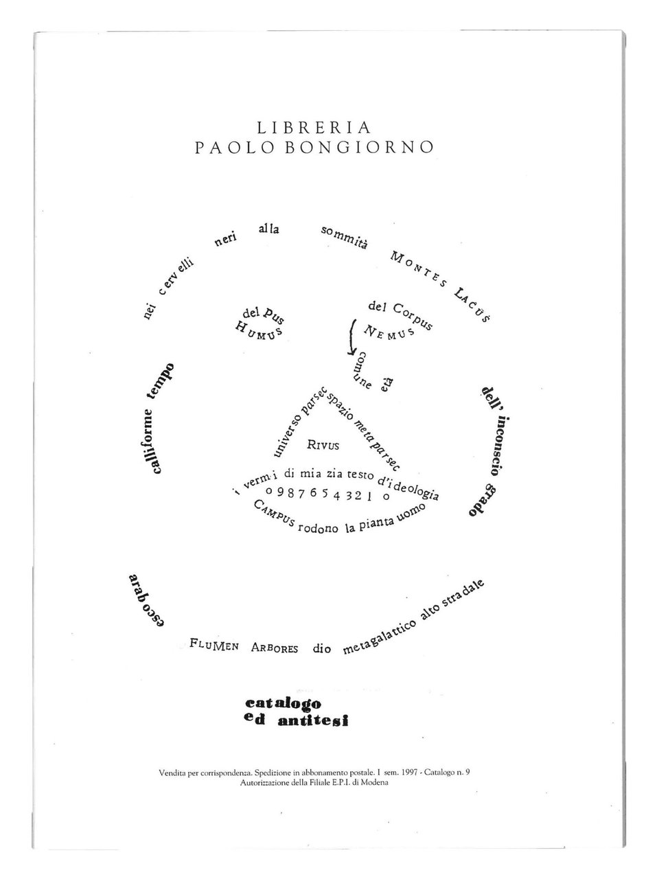 Catalogo ed antitesi. Catalogo n. 9, I semestre 1997. Letteratura … | Immagine principale