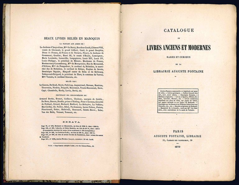 Catalogue de livres anciens et modernes, rares et curieux de … | Immagine Gallery 1