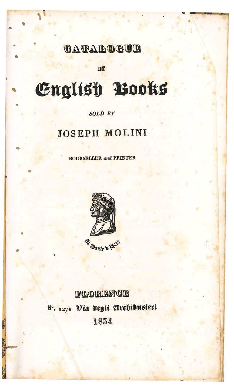 Catalogue of English Books sold by Joseph Molini 1834 [bound … | Immagine principale