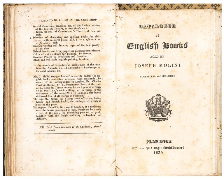Catalogue of English Books sold by Joseph Molini 1834 [bound … | Immagine Gallery 2