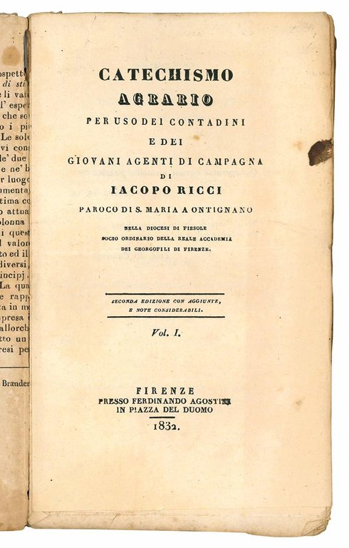 Catechismo agrario per uso dei contadini, e dei giovani agenti …