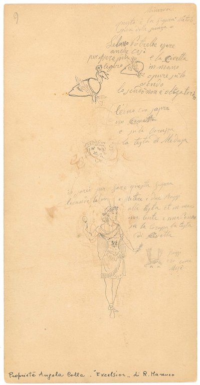 Collection of 105 watercolor drawings of ballet costumes. Milan, end …