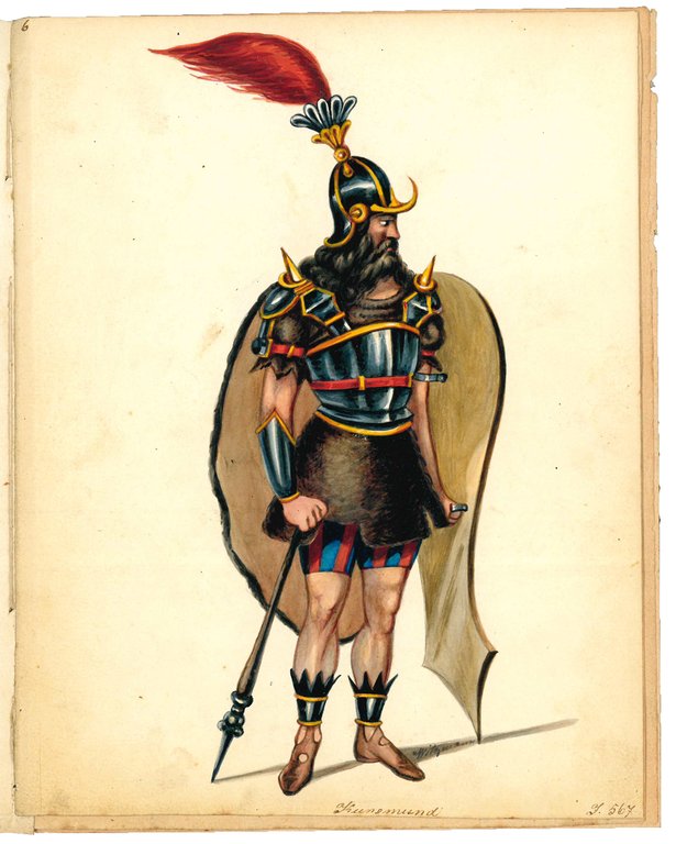 Collection of 70 watercolor drawings showing different theater costumes signed …