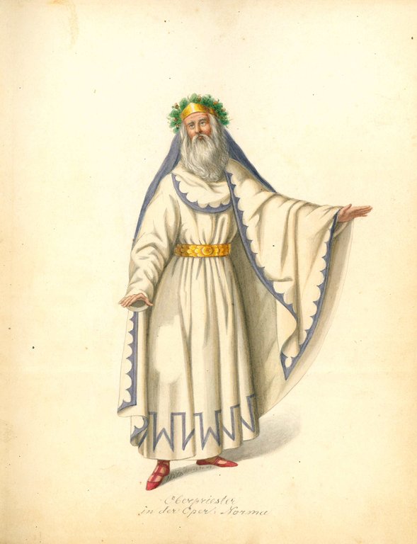 Collection of 70 watercolor drawings showing different theater costumes signed …
