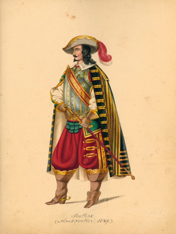 Collection of 70 watercolor drawings showing different theater costumes signed …
