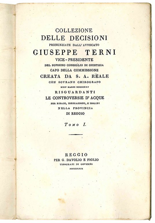 Collezione delle decisioni pronunziate dall'Avv. Giuseppe Terni vice-presidente del supremo …