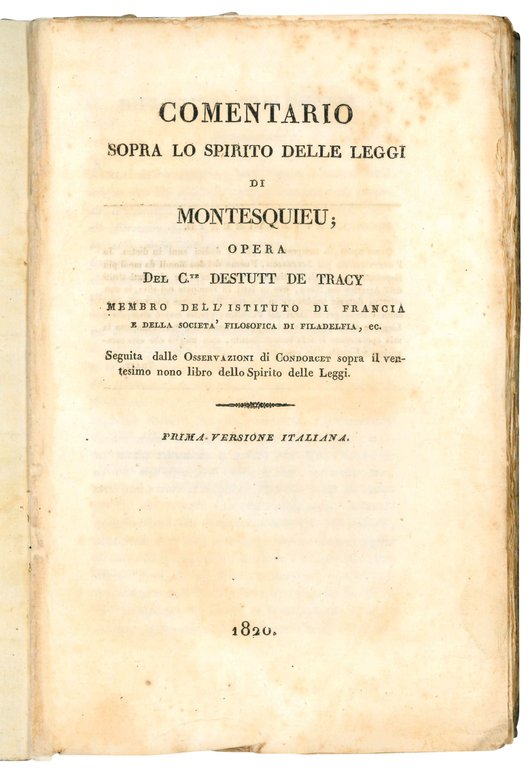 Commentario sopra lo spirito delle leggi di Montesquieu; opera del …