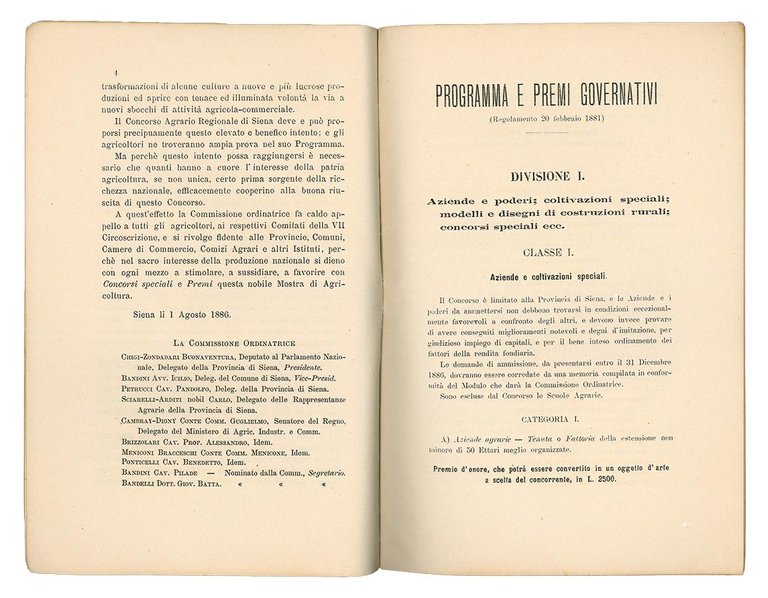 Concorso agrario regionale in Siena. Agosto 1887. Provincie di Arezzo, …