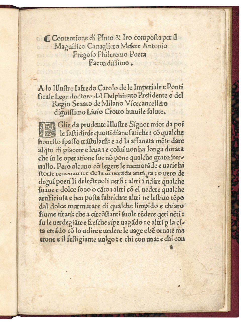 Contentione di Pluto & Iro composta per il Magnifico Cavagliero …