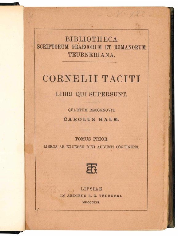 Cornelii Taciti libri qui supersunt. Quantum recognovit Carolus Halm. Tomus … | Immagine Gallery 1