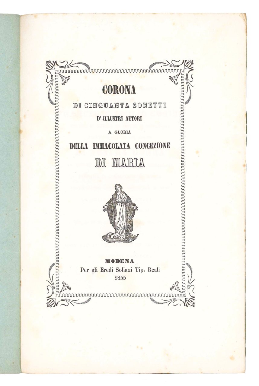Corona di cinquanta sonetti d'illustri autori a gloria della Immacolata … | Immagine principale