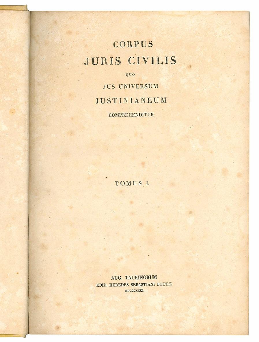 Corpus juris civilis quo jus universum Justinianeum comprehenditur. Tomus I …