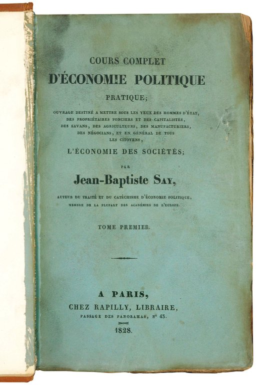 Cours complet d'économie politique pratique; ouvrage destiné à mettre sous …