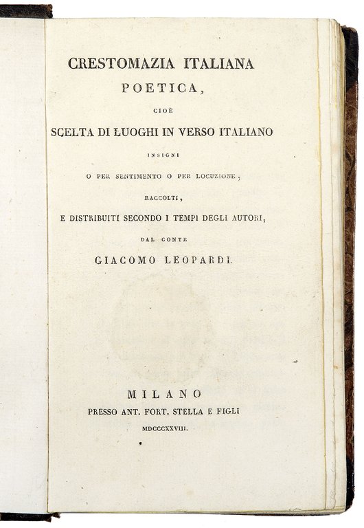 Crestomazia italiana poetica, cioè scelta di luoghi in verso italiano …