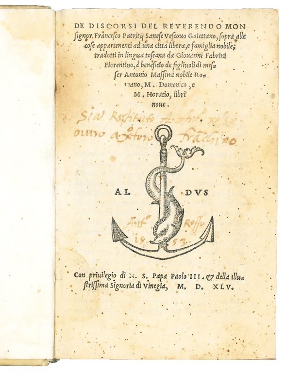 De discorsi […], sopra alle cose appartenenti ad una città …