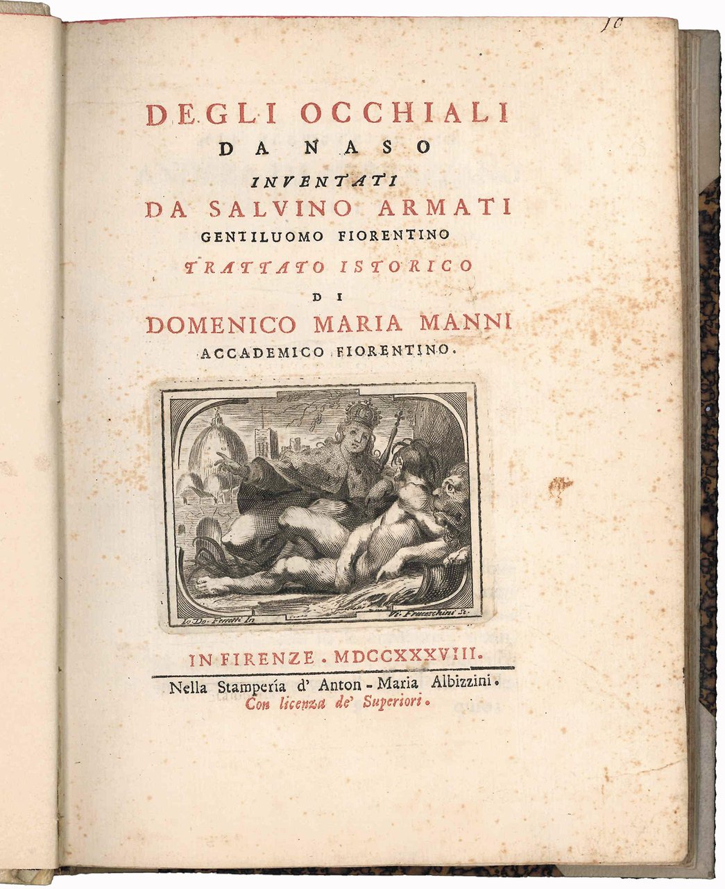 Degli occhiali da naso inventati da Salvino Armati gentiluomo fiorentino … | Immagine principale