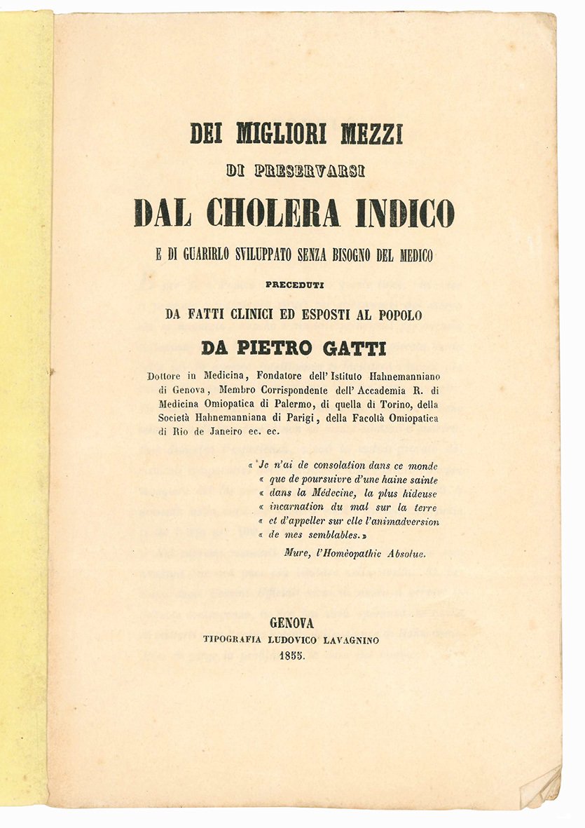 Dei migliori mezzi di preservarsi dal cholera indico e di …