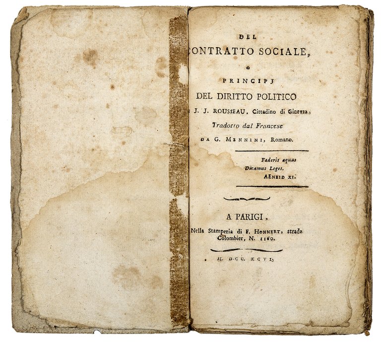 Del contratto sociale, o Principj del diritto politico. Di J. …