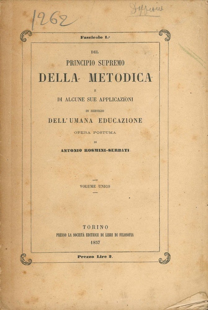 Del principio supremo della metodica e di alcune sue applicazioni …