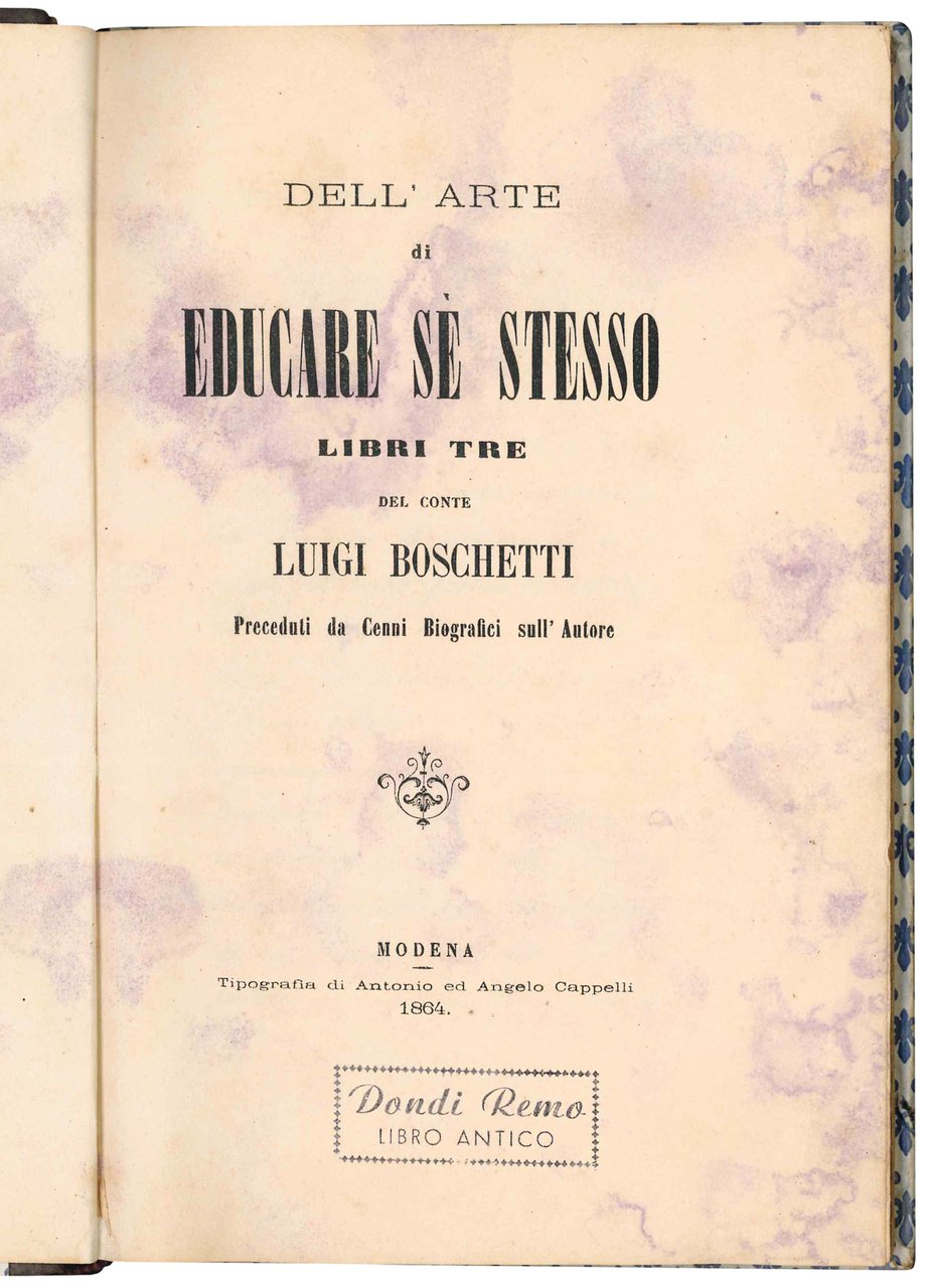 Dell'arte di educare se stesso. Libri tre. Preceduti da Cenni … | Immagine principale
