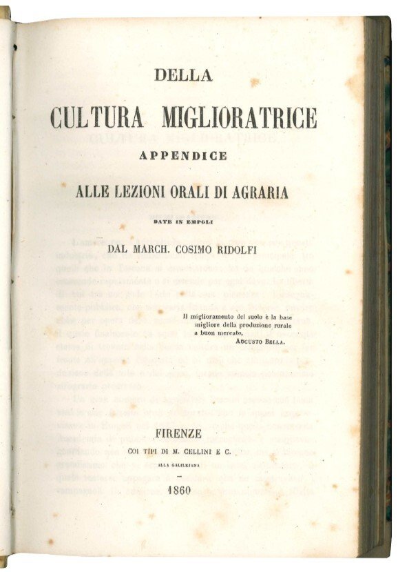 Della cultura miglioratrice: appendice alle Lezioni orali di agraria date …