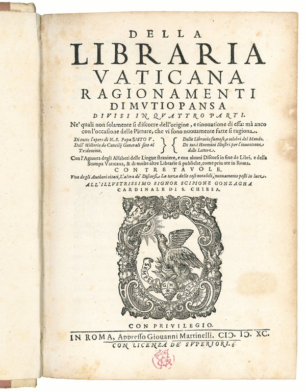 Della libraria vaticana ragionamenti di Mutio Pansa divisi in quattro …