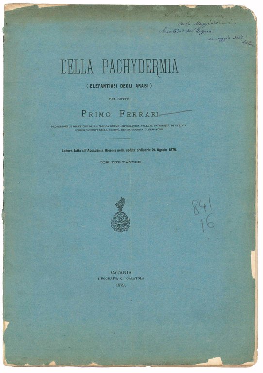 Della pachydermia (elefantiasi degli arabi) del dottor Primo Ferrari [...] … | Immagine Gallery 1