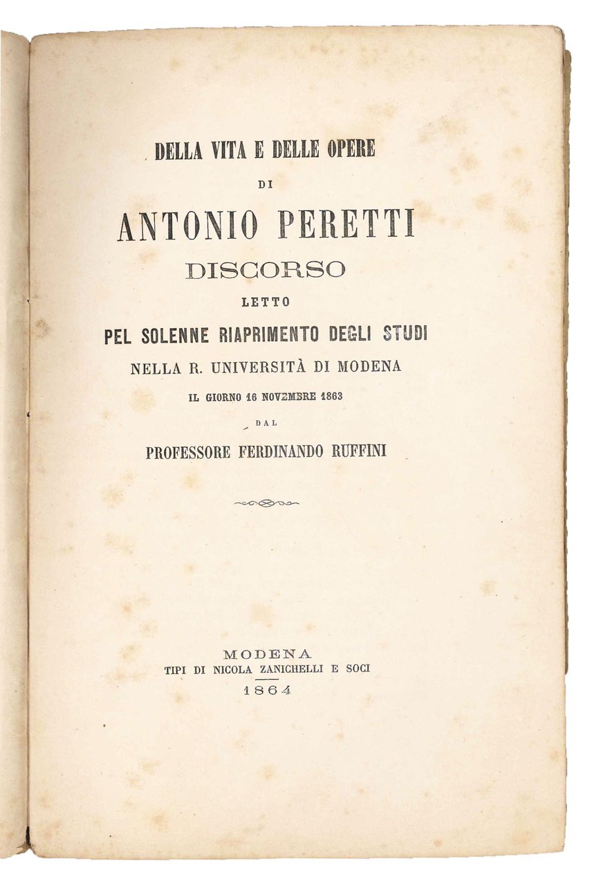 Della vita e delle opere di Antonio Peretti. Siscorso letto … | Immagine principale