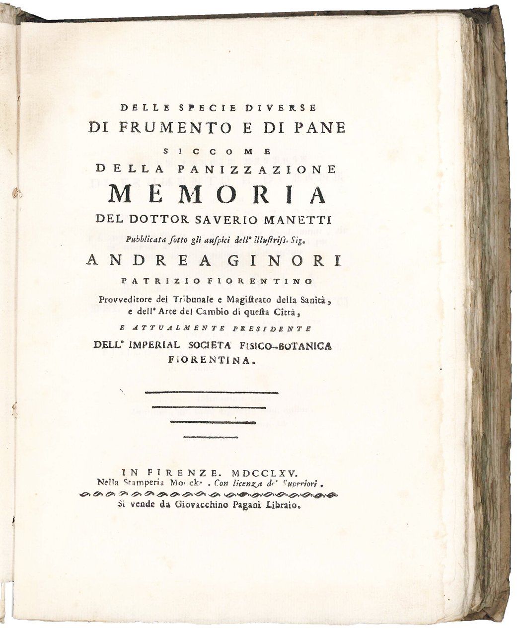 Delle specie diverse di frumento e di pane siccome della …