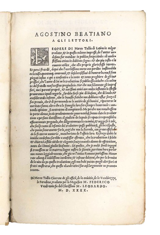Di Marco Tullio Cicerone. De gli uffici. Della amicitia. Della … | Immagine Gallery 2