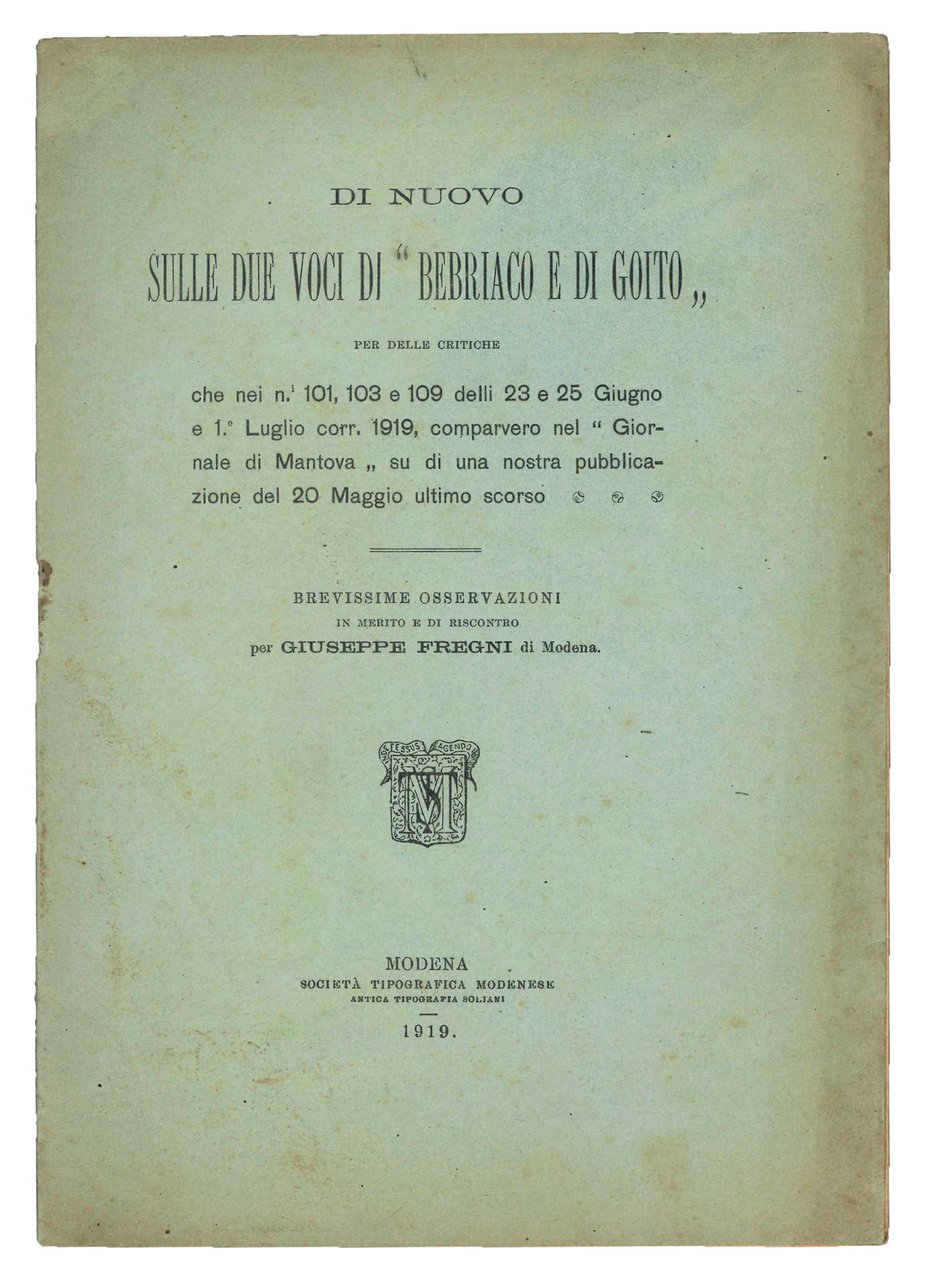 Di nuovo sulle due voci di bebriaco e di goito … | Immagine principale