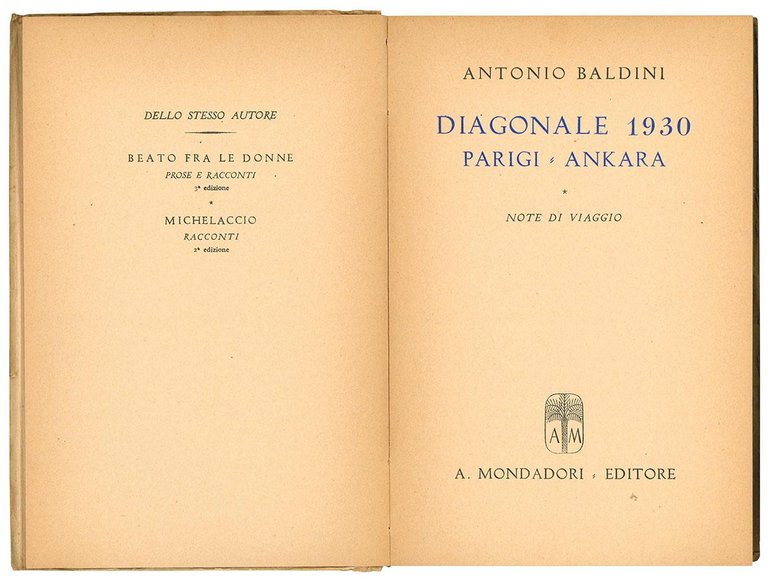 Diagonale 1930. Parigi-Ankara. Note di viaggio.