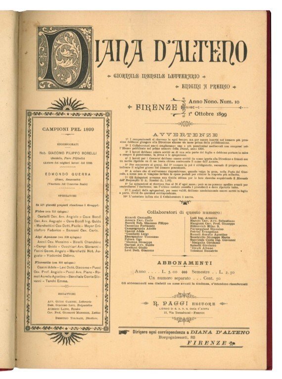 Diana d'Alteno. Anno IX e XI, completi dei 24 nr. …
