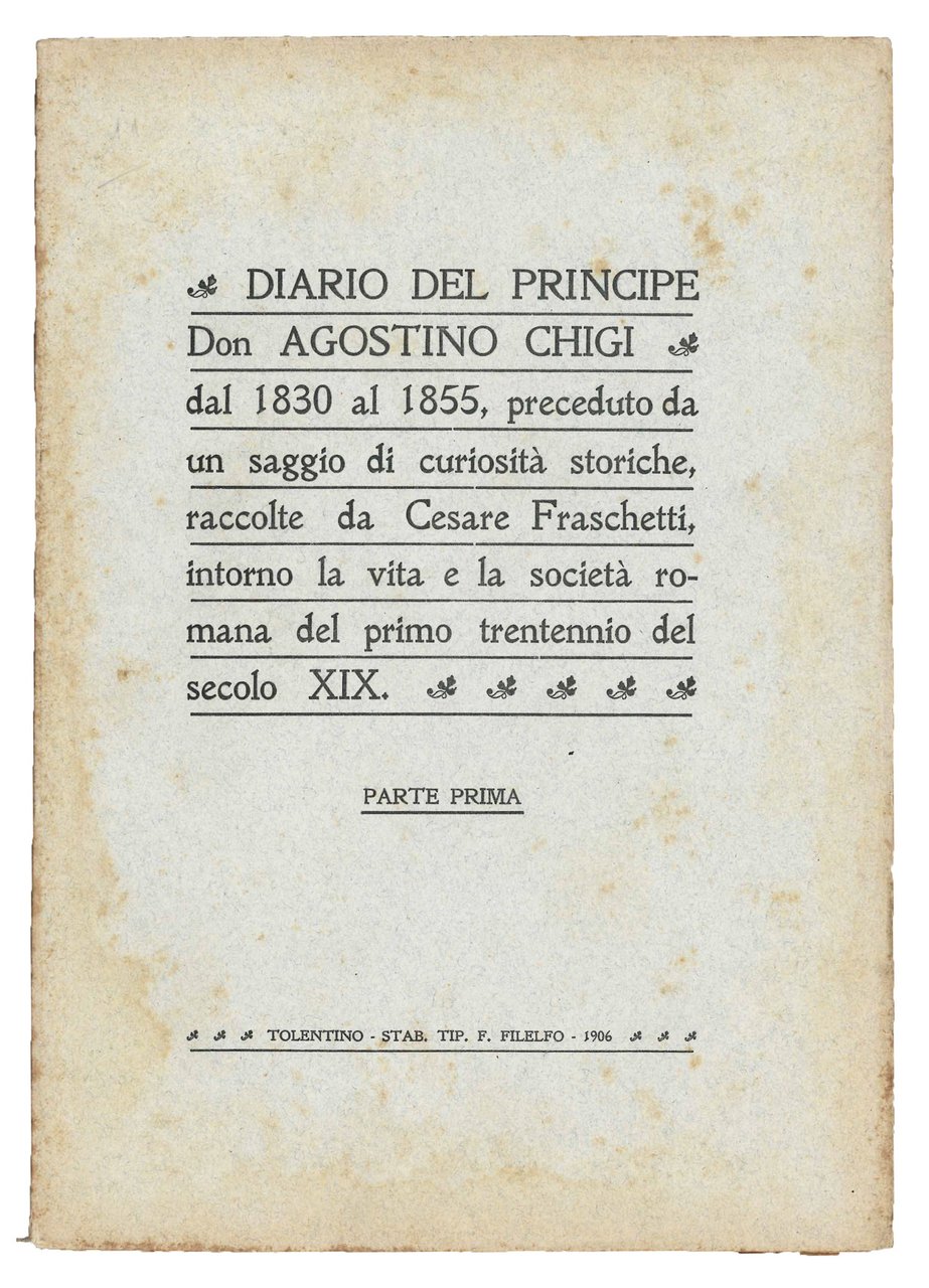Diario del principe Don Agostino Chigi dall'anno 1830 al 1855. … | Immagine principale
