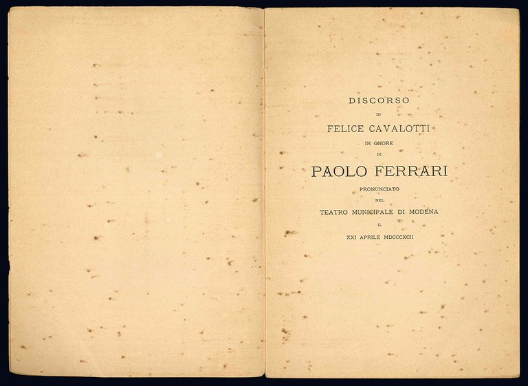 Discorso di Felice Cavalotti in onore di Paolo Ferrari pronunciato …