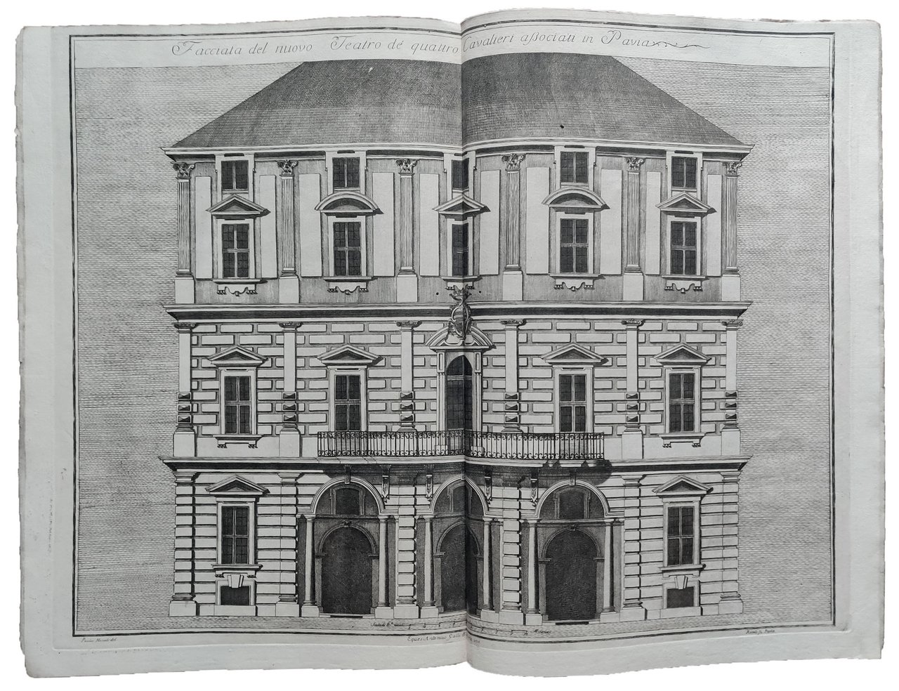 Disegni del nuovo teatro de quattro cavalieri eretto in Pavia …