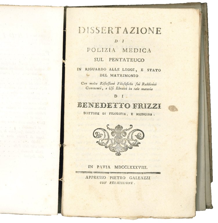 Dissertazione di polizia medica sul Pentateuco in riguardo alle leggi …