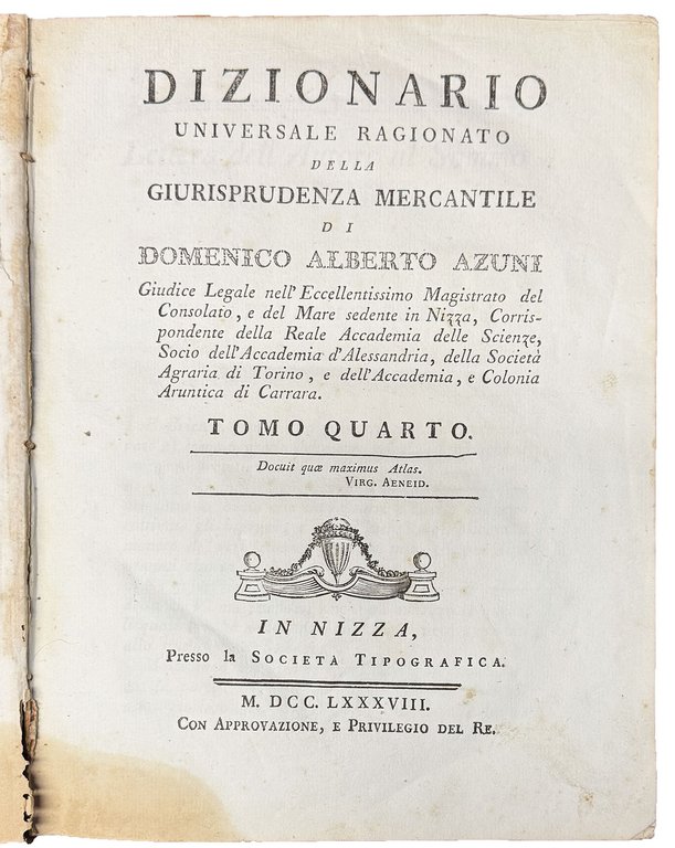 Dizionario universale ragionato della giurisprudenza mercantile