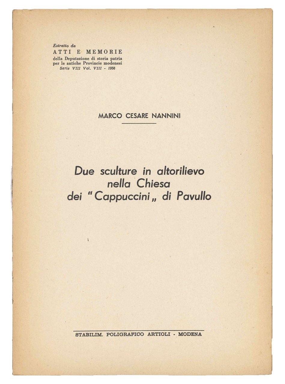 Due sculture in altorilievo nella chiesa dei Cappuccini di Pavullo. | Immagine principale