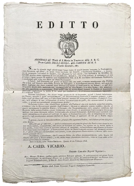 Editto. Annibale del Titolo di S. Maria in Trastevere della …