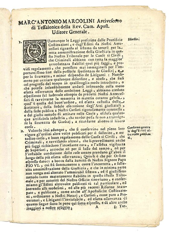 Editto per l'esatta osservanza degl'ordini altre volte publicati sopra il …