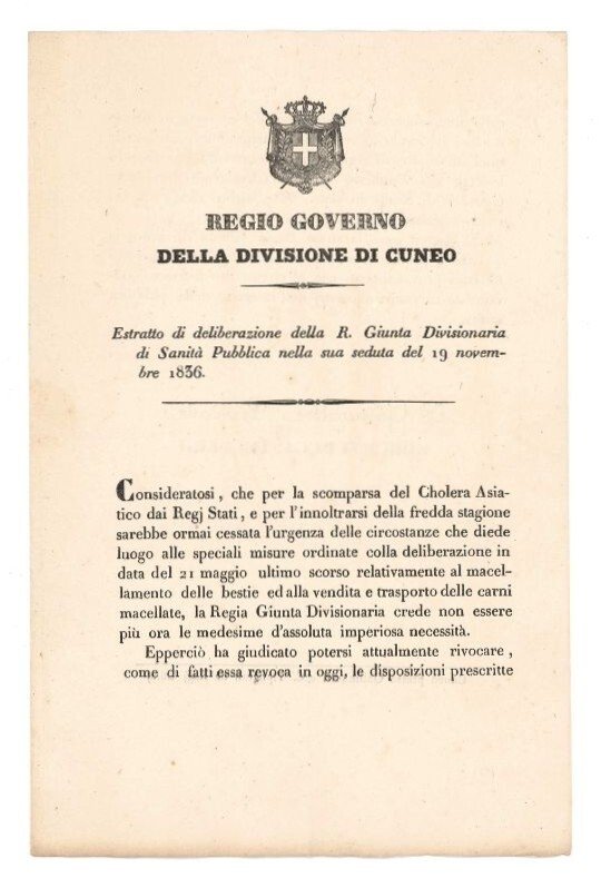 Estratto di deliberazione della R. Giunta Divisionaria di Sanità Pubblica …