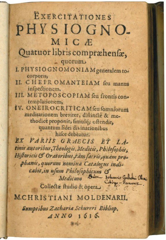 Exercitationes physiognomicæ Quatuor libris compræhensæ, quorum I. Physiognomoniam generale to- …