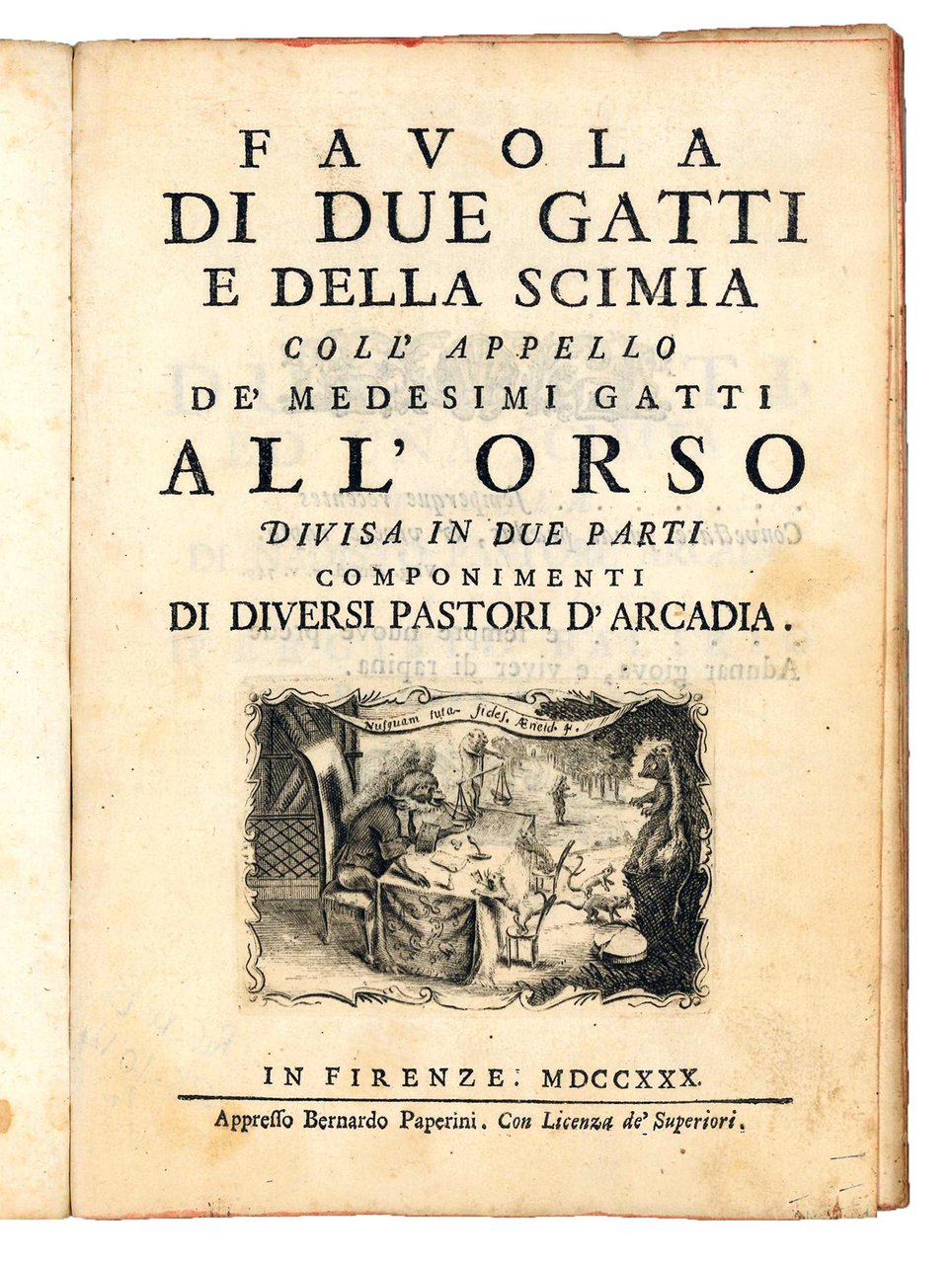 Favola di due gatti e della scimia coll'appello de' medesimi …