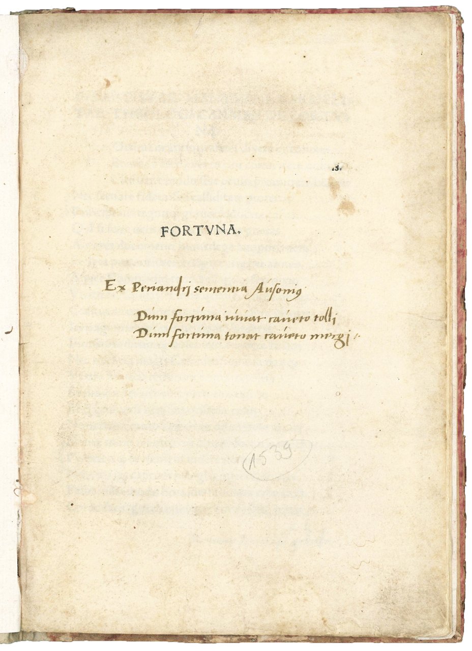 Fortuna. Colophon: Impressum Bononiae per Io. Antonium Platonide[m] de Benedictis: …